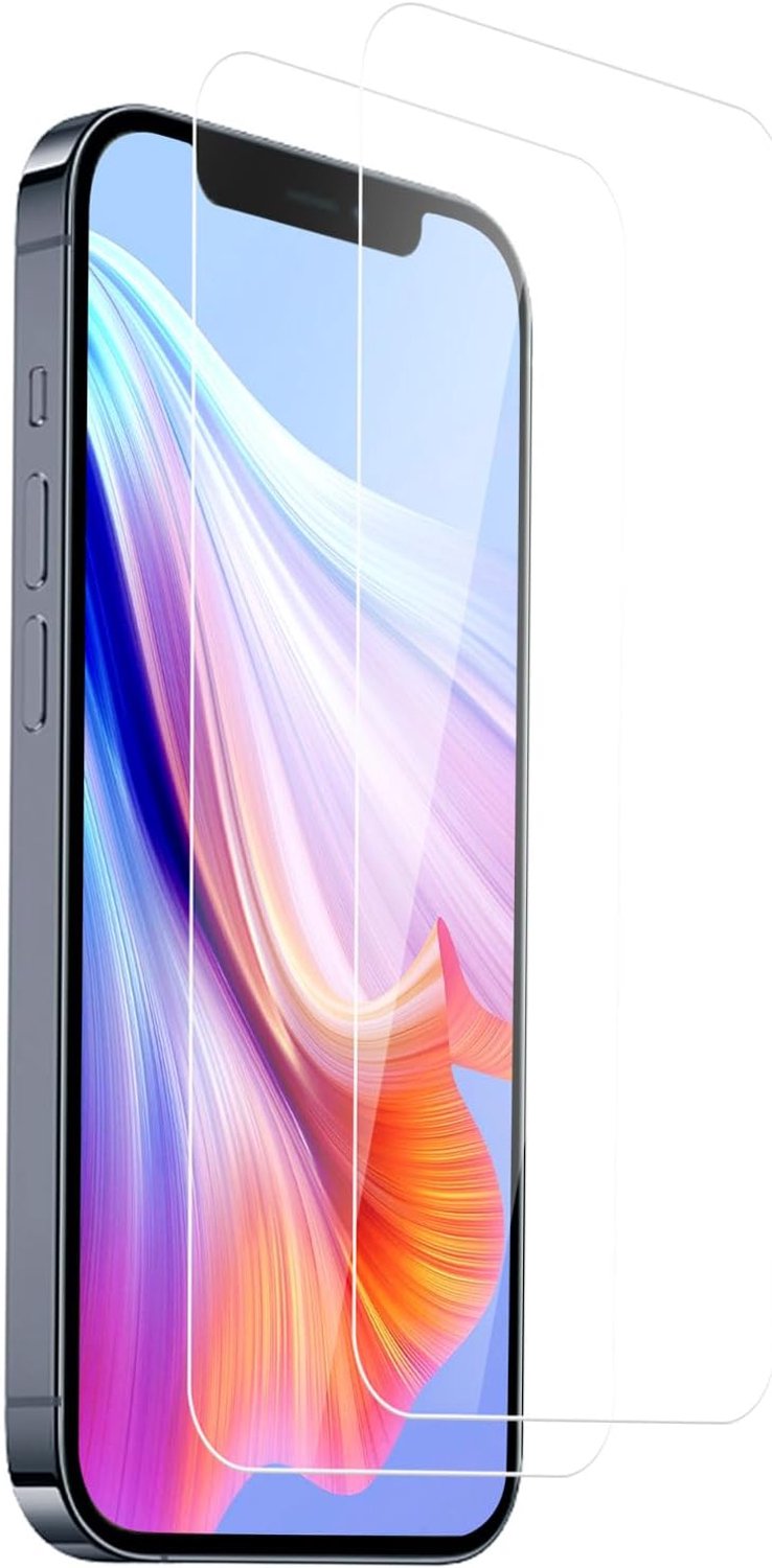 Schermfolie voor iPhone 12/12 Pro, 2 stuks, 9H hardheid, HD, transparant, stootvast, krasvast