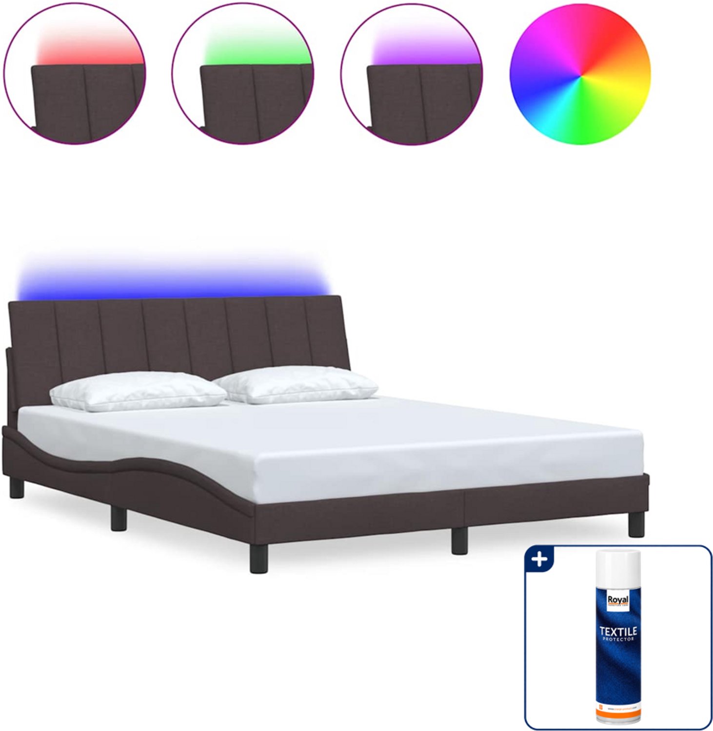 vidaXL Bedframe Dover Queensize - 160 x 200 cm - donkerbruin - Inclusief textielbeschermer 500 ml Crème