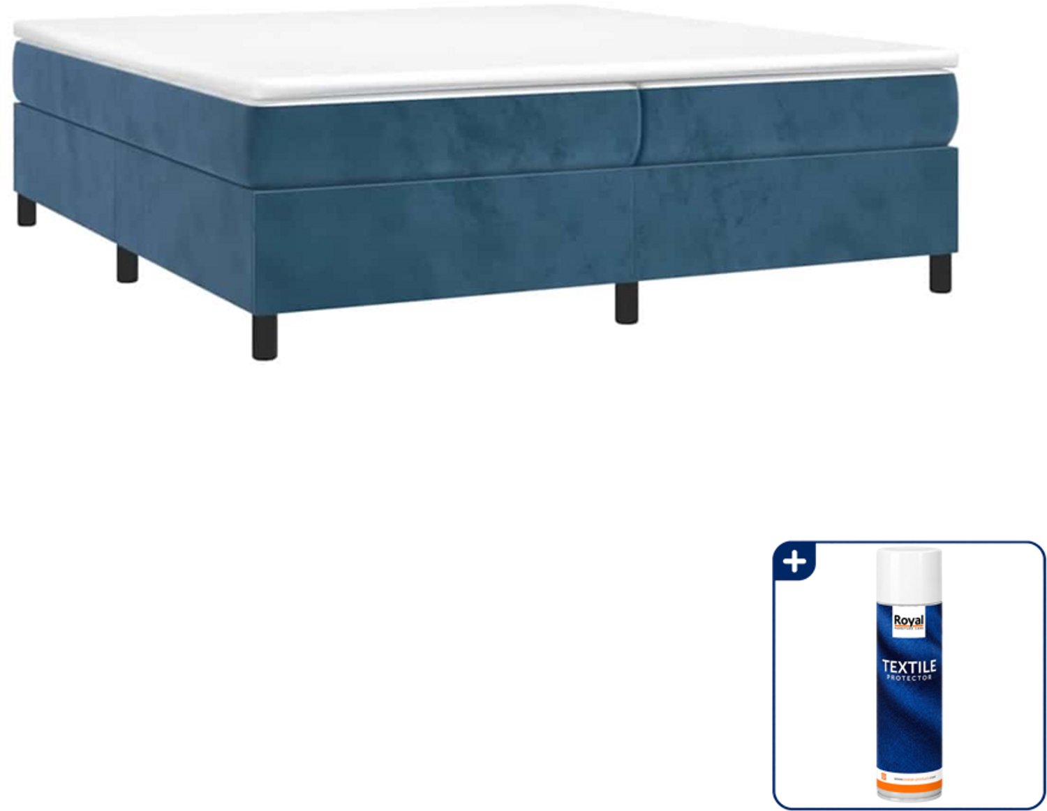 vidaXL boxspring met matras - super kingsize - 200 x 200 cm - fluweel - Inclusief textielbeschermer 500 ml Bruin