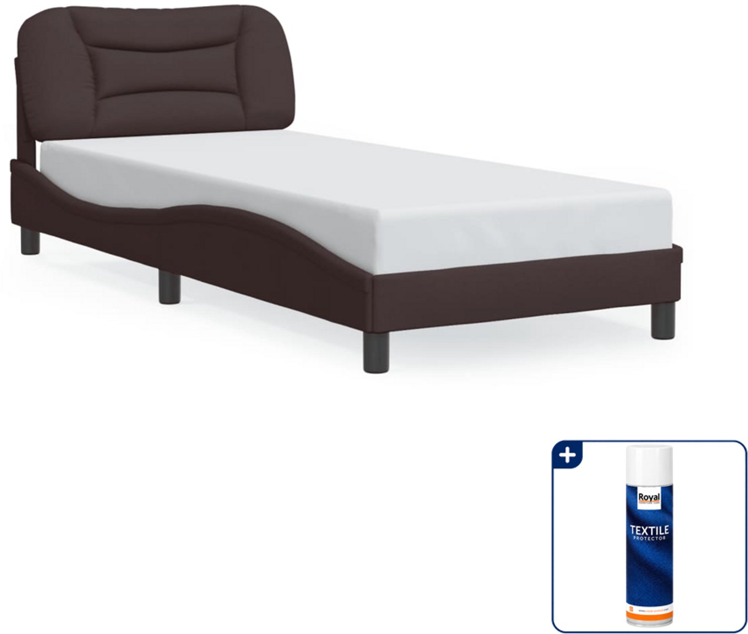 vidaXL Hvar bedframe met LED - 90 x 190 cm - donkerbruin - Inclusief textielbeschermer 500 ml