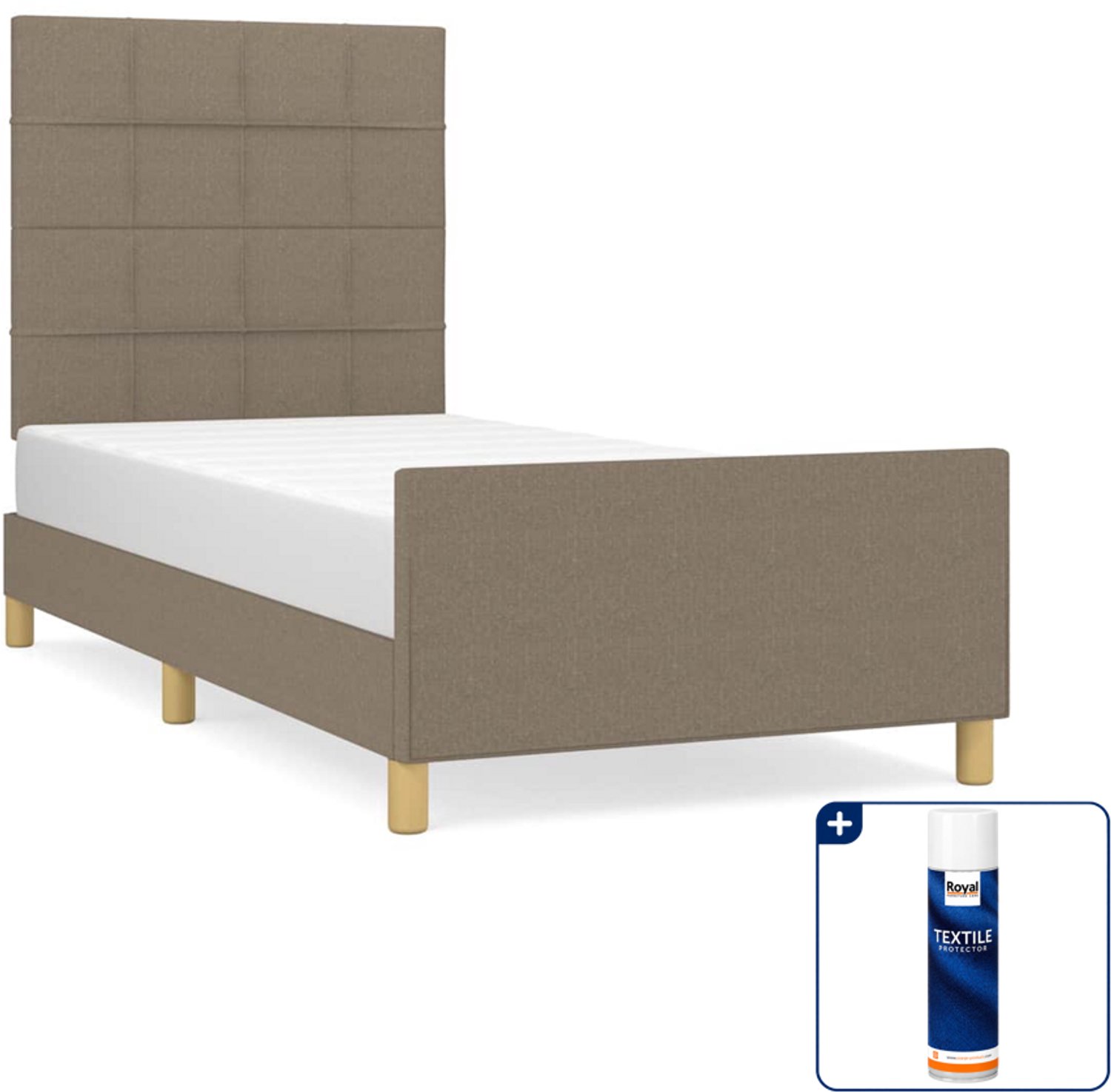 vidaXL bedframe - 90 x 190 cm - stof - taupe - Inclusief textielbeschermer 500 ml Blauw