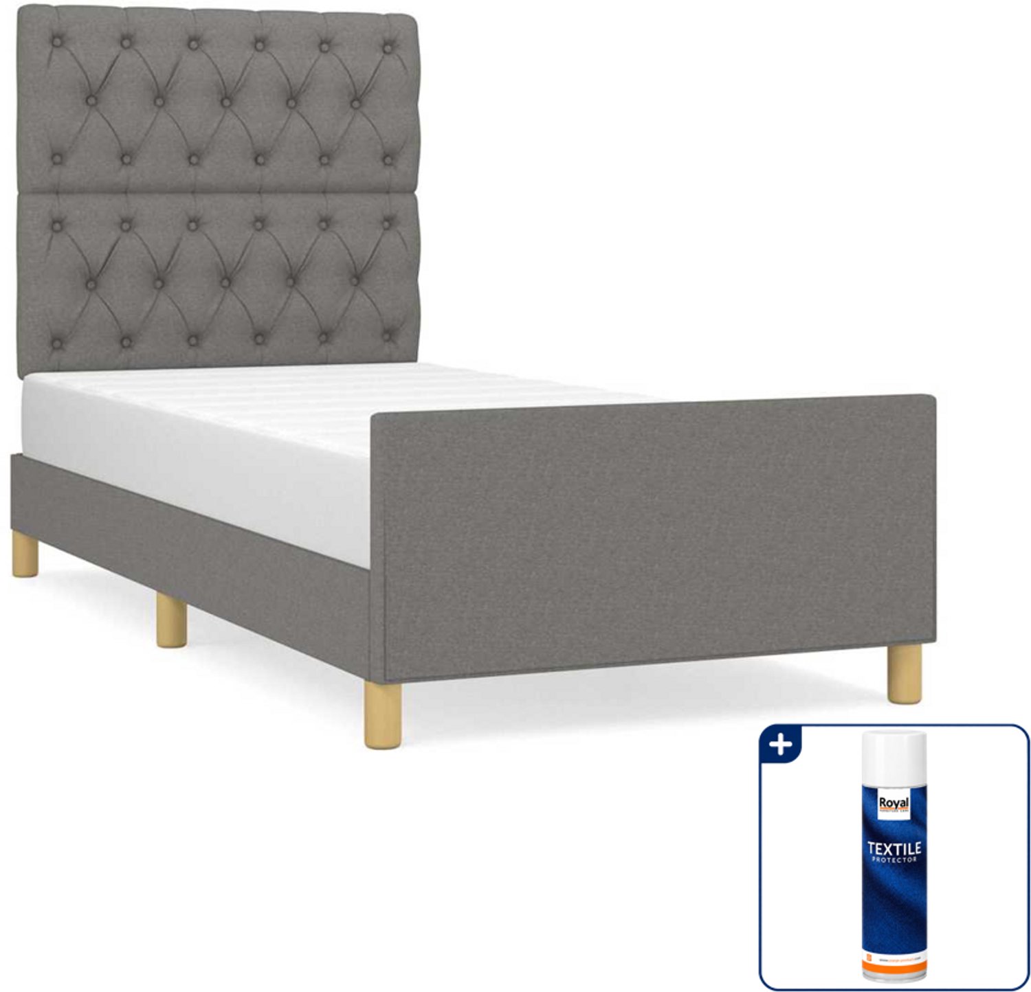 vidaXL Bedframe - 80 x 200 cm - stof - donkergrijs - Inclusief textielbeschermer 500 ml