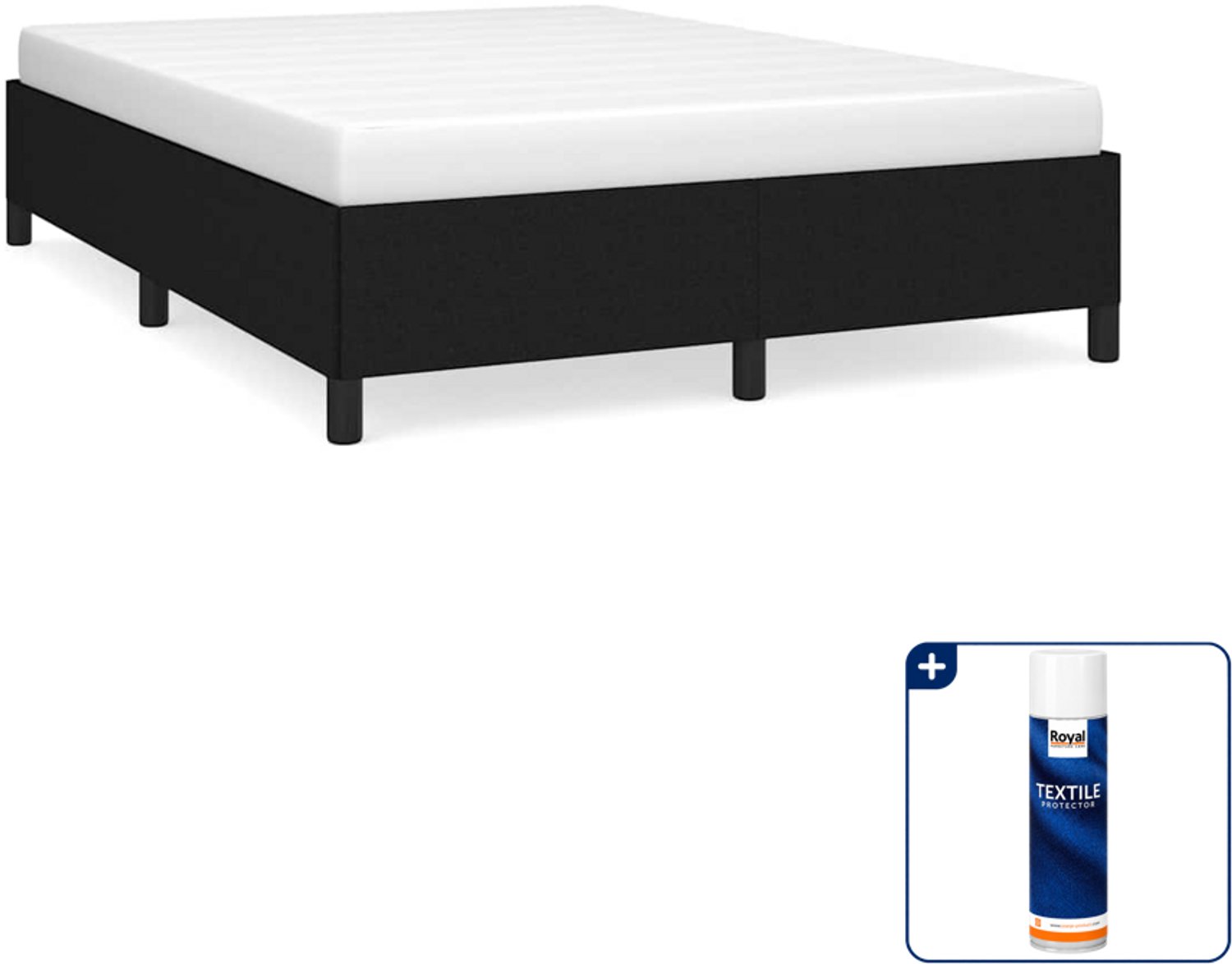 vidaXL bedframe - 140 x 190 cm - zwart - Inclusief textielbeschermer 500 ml