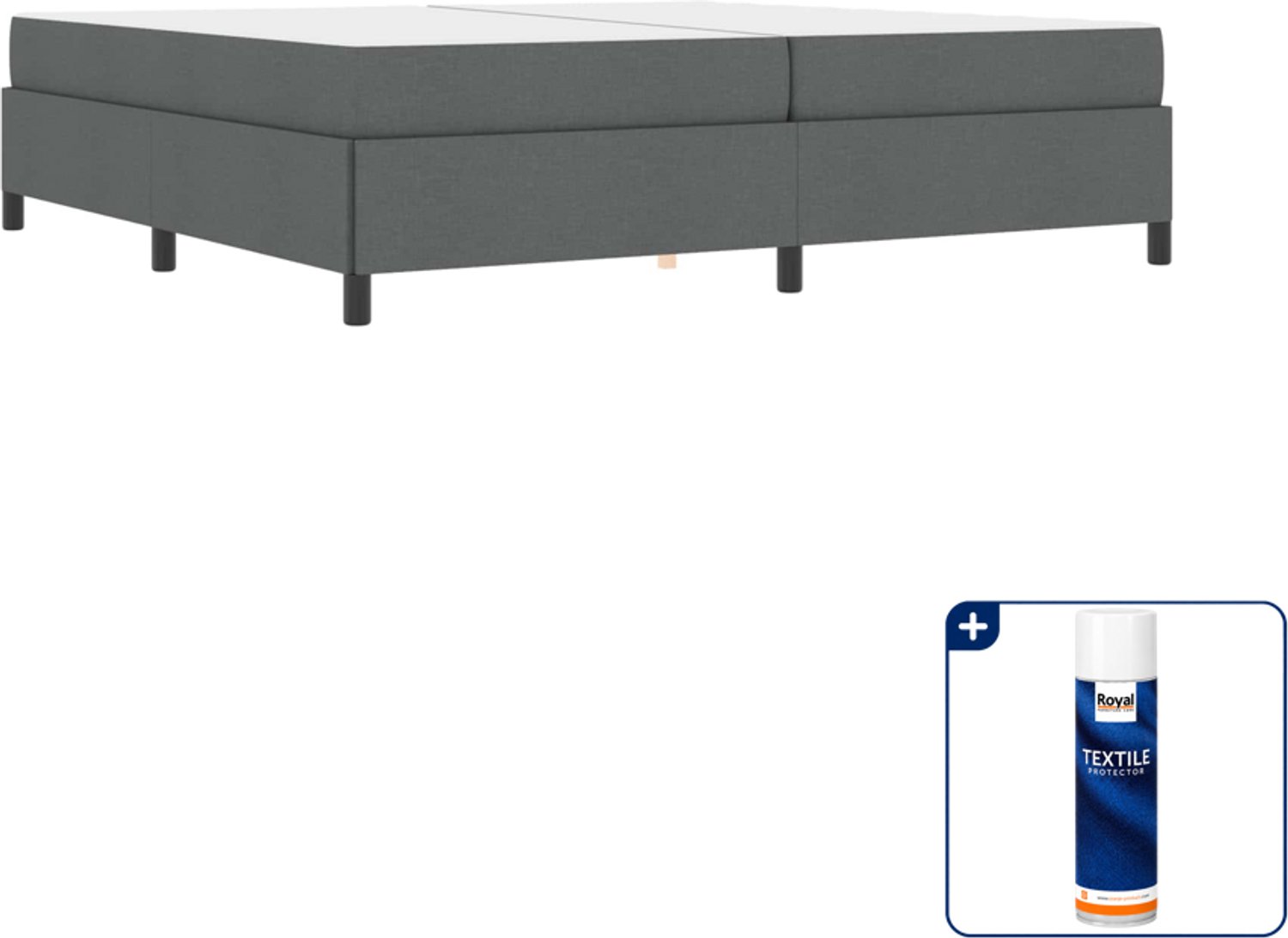 vidaXL Boxspringbed - 200 x 200 cm - donkergrijs - Inclusief textielbeschermer 500 ml Bruin