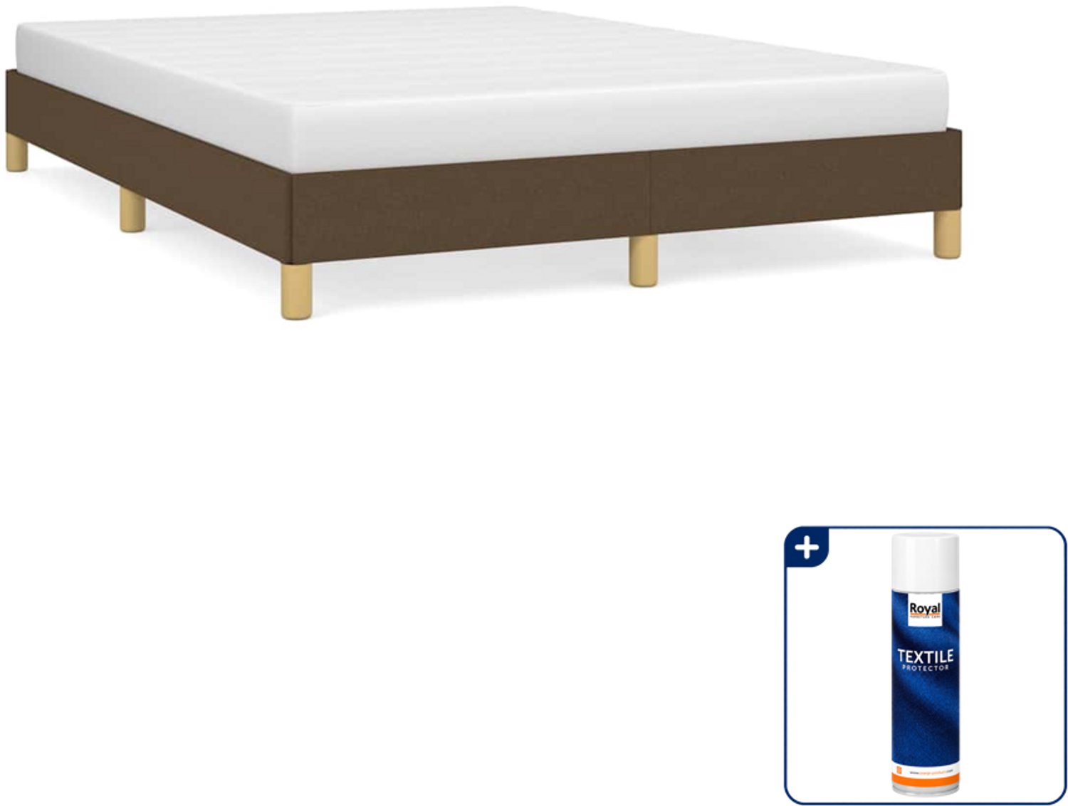 vidaXL Queensize bedframe - 160 x 200 cm - stof - donkerbruin - Inclusief textielbeschermer 500 ml