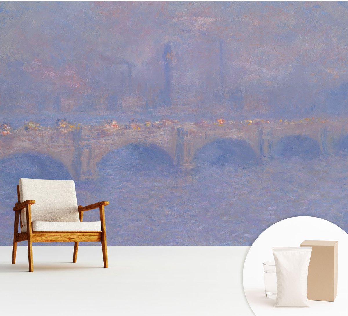 Wallfluent Fotobehang - Blauw Vliesbehang - 312x219 cm - Blauwe Brug Fotobehang Vlies - Woonkamer behang Deel - Muurschildering - Woonkamer behang