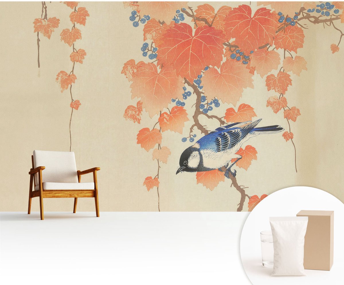Wallfluent Fotobehang - Beige Vliesbehang - 416x254 cm - Wijnharmonie Muurschildering - Gang behang Dieren - Fotobehang Vlies - Slaapkamer behang