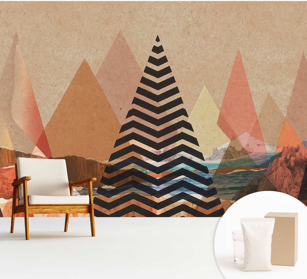 Wallfluent Fotobehang - Wit Vliesbehang - 312x219 cm - Abstract Landschap Muurschildering - Gang behang Abstractie - Fotobehang Vlies - Slaapkamer behang