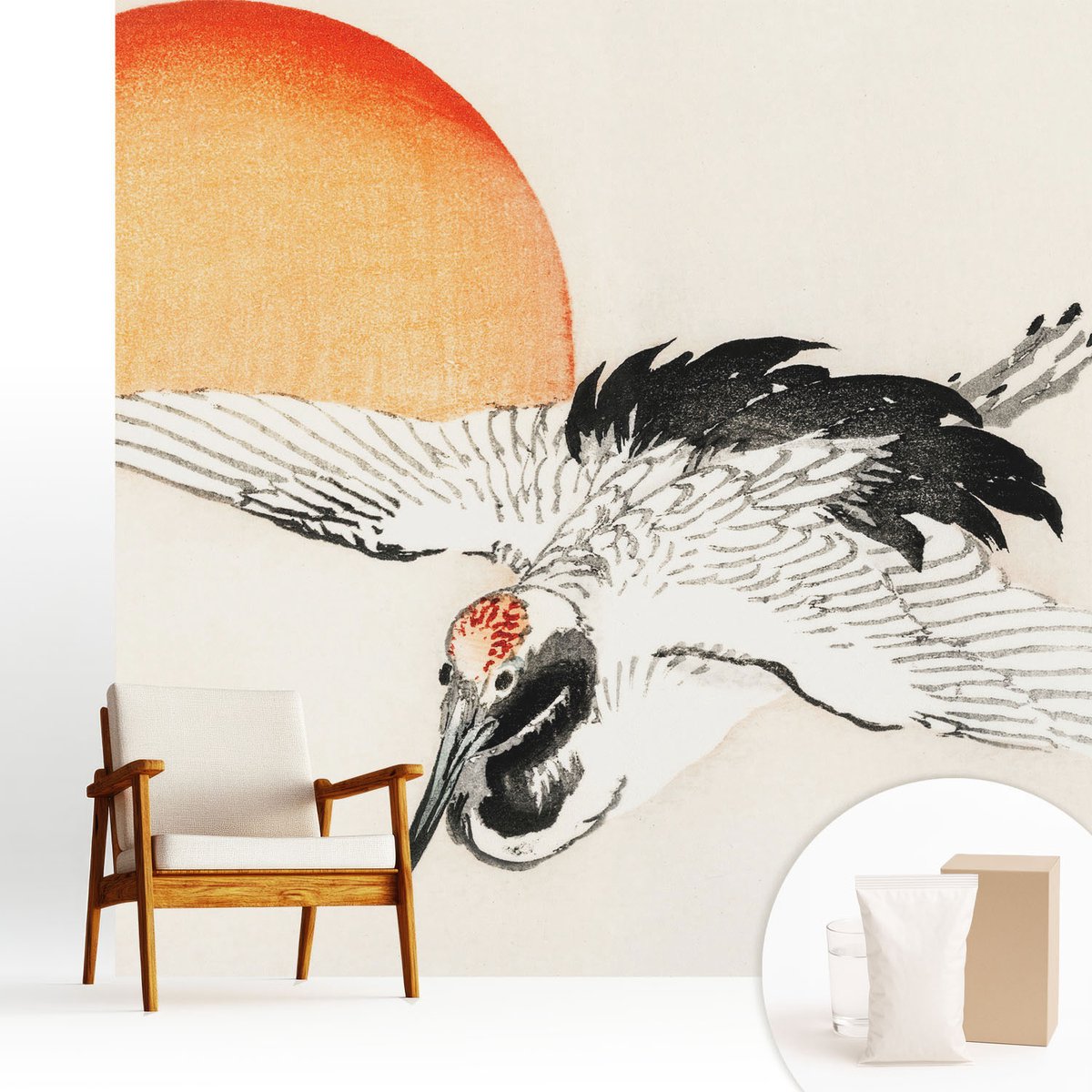 Wallfluent Fotobehang - Wit Vliesbehang - 250x250 cm - Elegante Kraan Muurschildering - Gang behang Deel - Fotobehang Vlies - Gang behang