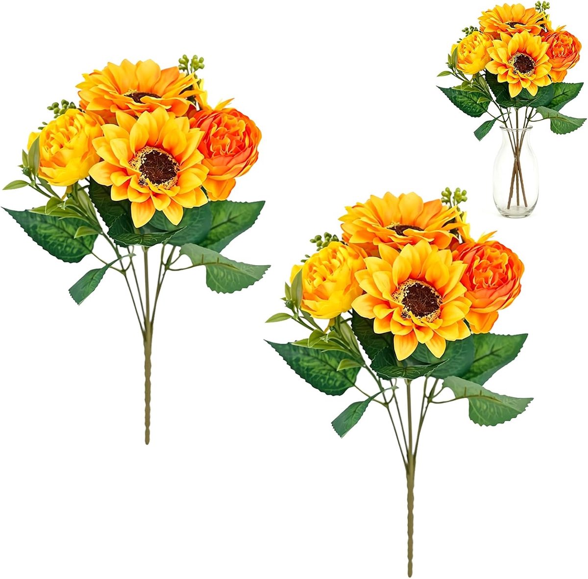 Kunstbloemen zoals echte zonnebloemen, kunstbloemen, geel