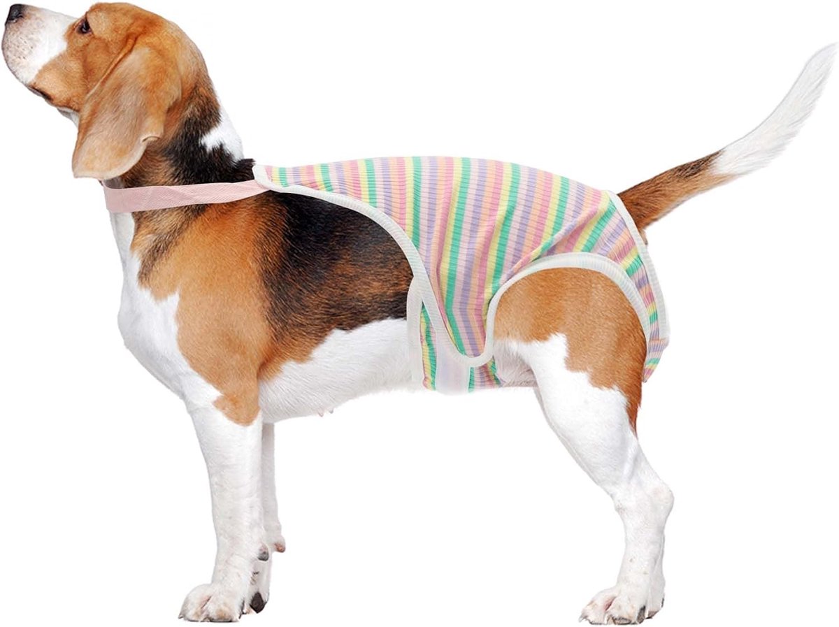 Luiers voor vrouwelijke honden, luiers voor de cyclus, fysiologische slipjes voor puppy's, wasbare en herbruikbare broek met verstelbare bandjes, roze, L