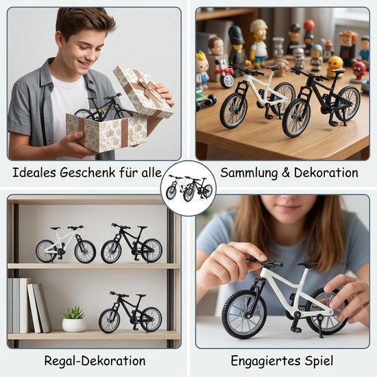 2 stuks vingerfietsset, vingerfiets, miniatuurmodel voor bureau — afbeelding 3