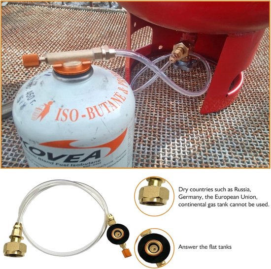 2 stuks gaspatronen adapter voor buiten gasfornuis, campingfornuis, steekpatronen en ventielpatronen, propaan navuladapter voor LPG platte cilinder — afbeelding 3