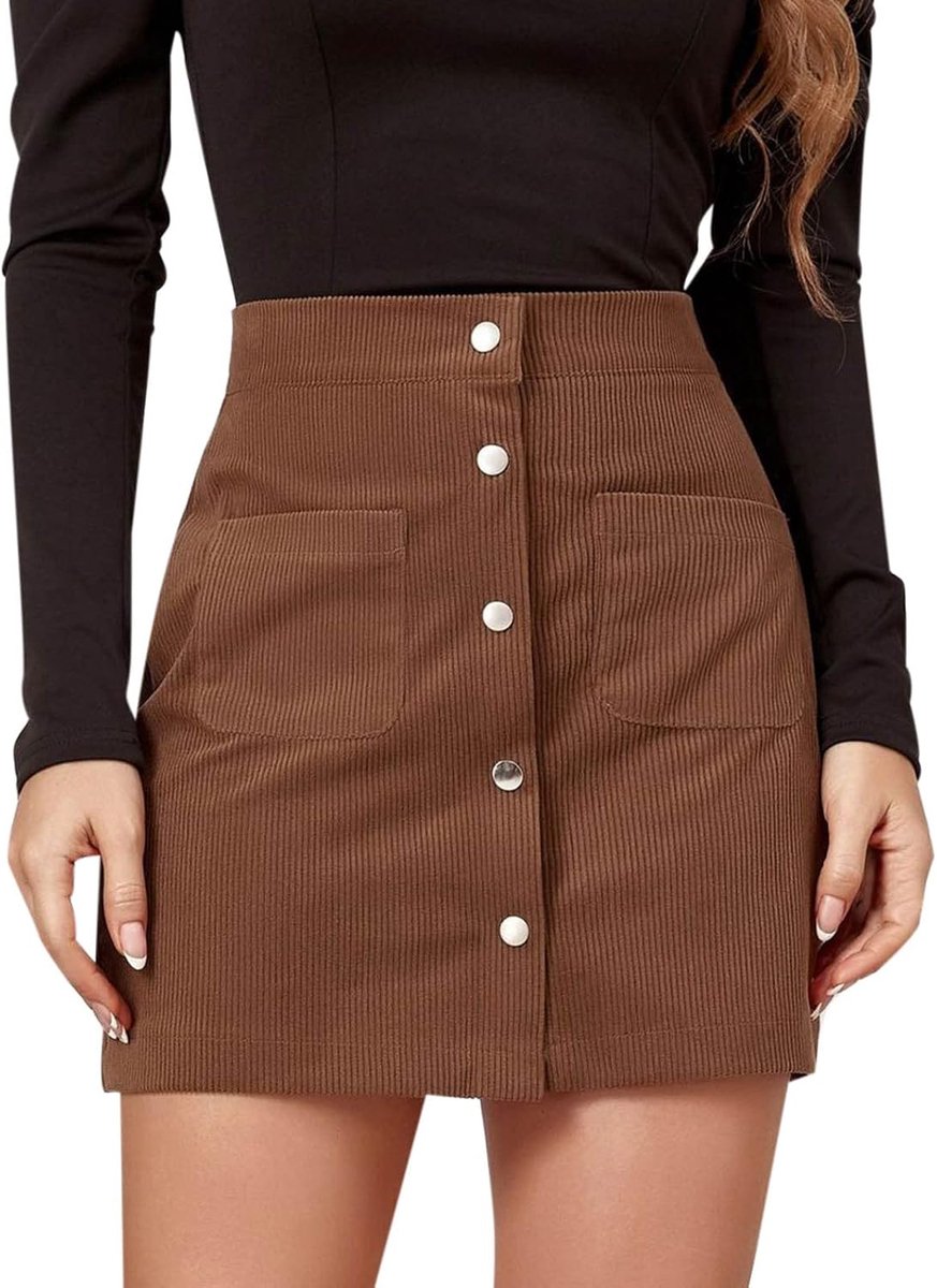Damesrok, hoge taille, geplooid, uitlopend, trapezium, portefeuille, vintage, retro, bohemien, modern, klassiek, modieus, comfortabel, licht, zacht, casual, business, split A140