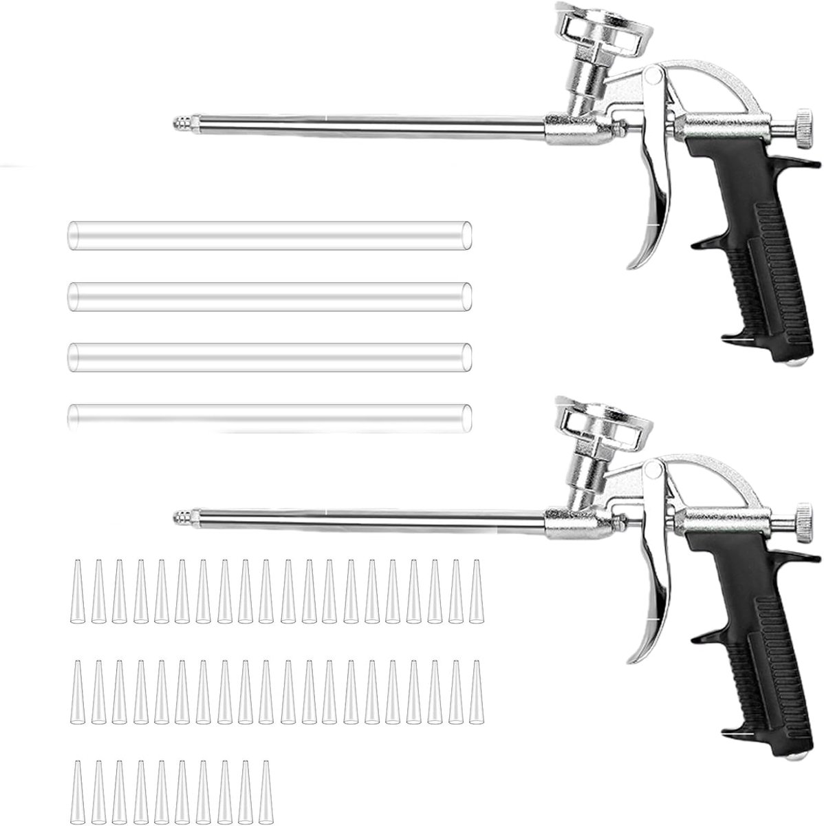 3 stuks PU-schuimpistool: PRITOK pistoolschuim, bouwschuimpistool van metaal, professioneel doseerpistool met ergonomische kunststof handgreep voor doe-het-zelvers en professionals voor het afdichten