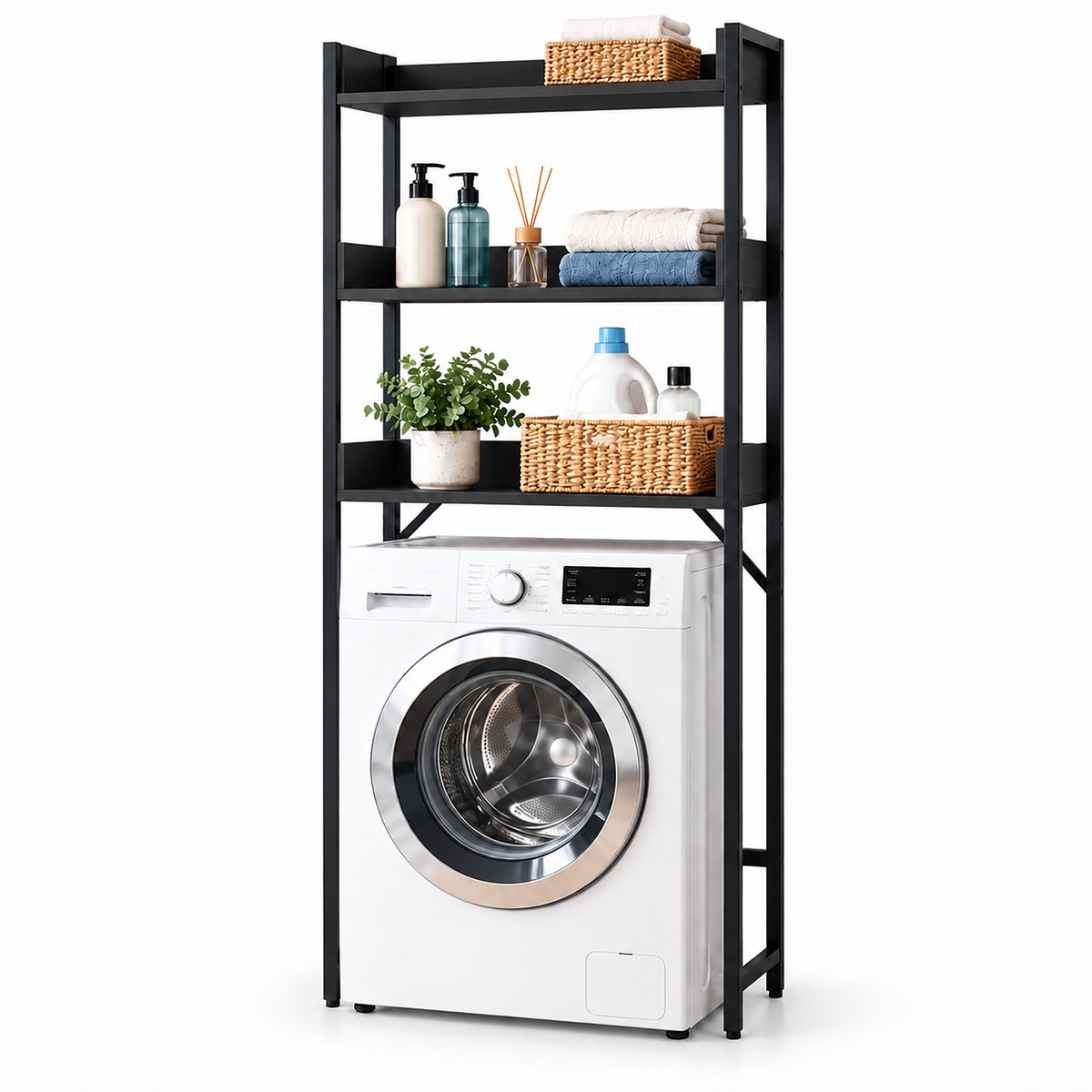 Wasmachine kast - 166x63x25 cm - zwart