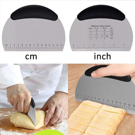 Bench Scraper, Stainless Steel Dough Pastry Scraper Cutter Chopper with Non-Slip Grip and Measurements for Kitchen Baking Tools, RedL8 — afbeelding 5
