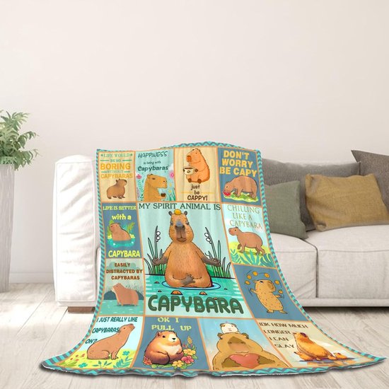 Deken, 100x130cm Zachte Capybara Flanellen Dekens, Schattige Capybara Dekens, Dierenprint Deken, Capibara Spullen voor Sofa Slaapkamer Camping Reizen voor Jongens Meisjes (A) Deken, 100x130cm Zachte Capybara Flanellen Dekens, Schattige Capybara Dekens, Dierenprint Deken, Capibara Spullen voor Sofa Slaapkamer Camping Reizen voor Jongens Meisjes (A)