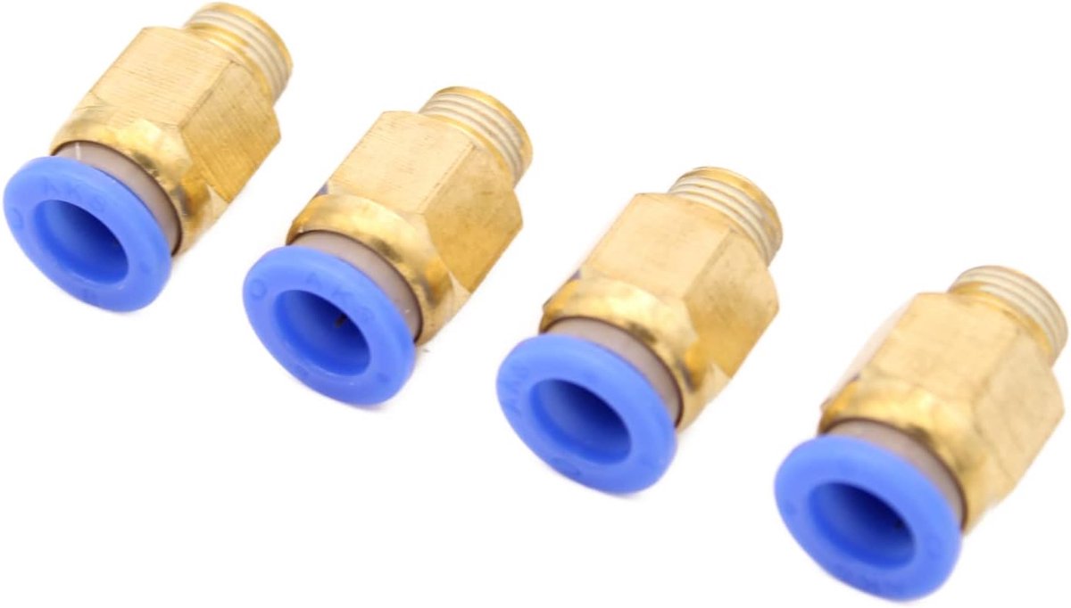 Insteekfitting R 1/8 Inch tot 8 mm IQS, Pakket van 4 insteekpluggen voor persluchtverbinding (R 1/8 Inch - 8 mm)