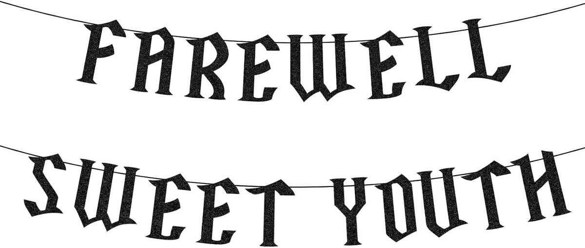 Jeugdbanner, Grappige Begrafenis voor Mijn Jeugdverjaardagsdecoratie Zwarte Glitterletterbanner voor 20e 30e 40e en 50e Verjaardagsfeest Decoratie Benodigdheden