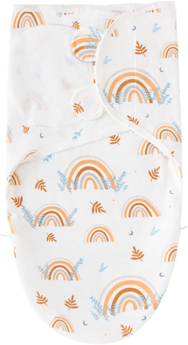 1 swaddle voor pasgeborenen, 0-3 zomer, van 100% katoen, regenboogpatroon, kaki, afmetingen 73 x 50 cm, ademend voor de eerste uitrusting
