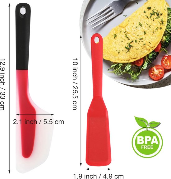 Omelet Spatel Siliconen Crêpe Spatel 2 Stuks Niet Stick Omelet Turner Mini Spatel voor Koken Crêpe Ei Pizza Pannenkoek — afbeelding 2