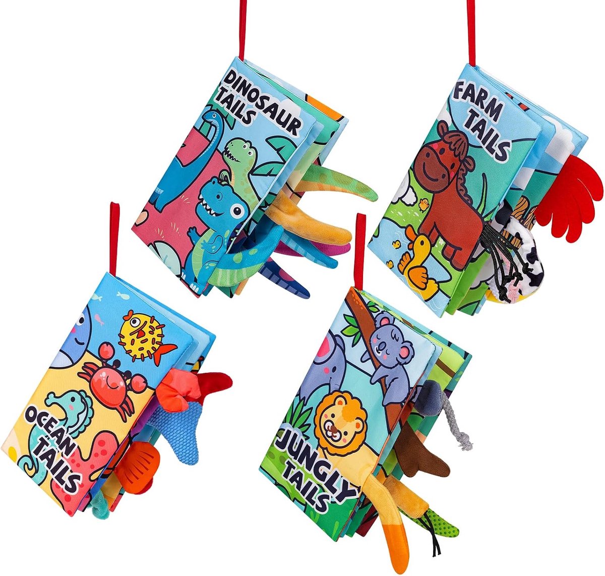 Set van 4 babyboekjes voor 0-6 maanden, 4 babyvouwboekjes, sensorische babyboekjes, babyspeelgoed voor 0-6 maanden, zacht stoffen speelgoed, badcadeautjes, babyvouwboekjes - set van 4 in blauw