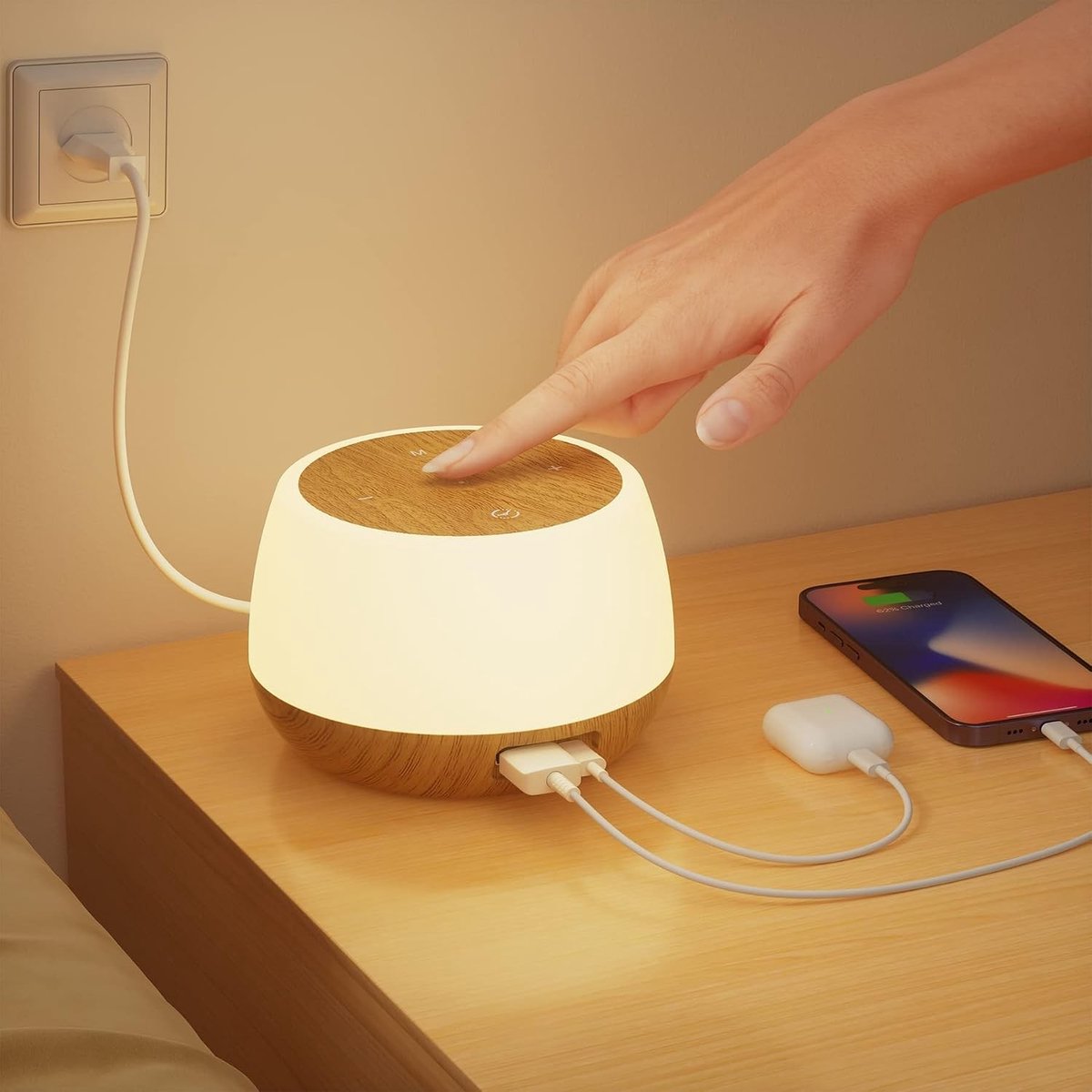 LED Tafellamp met Dimbare Nachtverlichting, Kleurverandering en USB Oplaadpoort voor Woonkamer, Slaapkamer en Kinderkamer