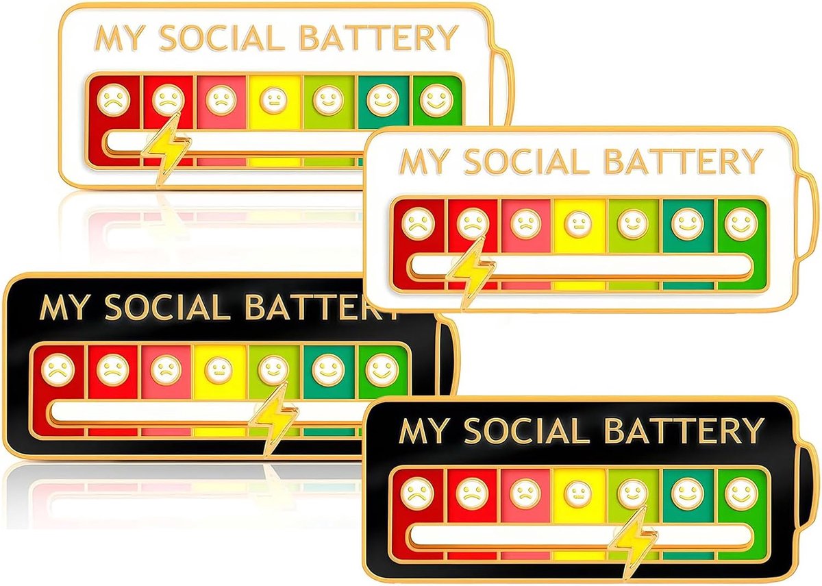 Social Pin, 4 stuks grappige stemmingsspelden 7 dagen, interactieve stemming, emaille badge sieraden (wit + zwart)