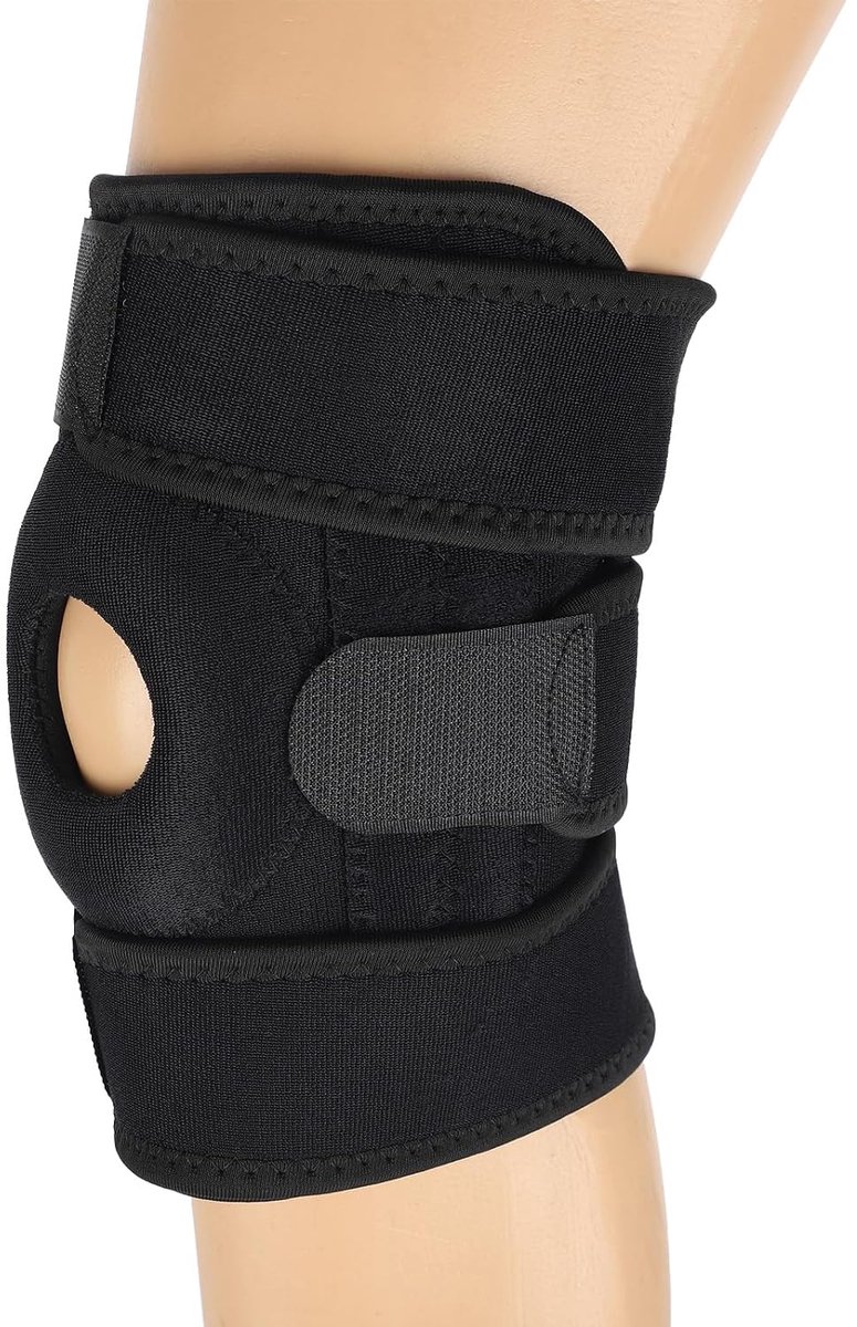 Kniebrace, Hoogwaardige Ademende en Verstelbare Kniebrace Geschikt voor Kinderen Vrouwen Mannen Sport en Dagelijkse Activiteiten (Zwart)