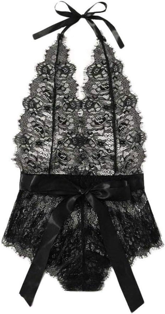 Babydolls, nachtjaponnen & negligés dames Kostuum Erotische Lingerie Vrouwen Diepe V Backless Halter Ondergoed Nachtkleding Sexy Hol