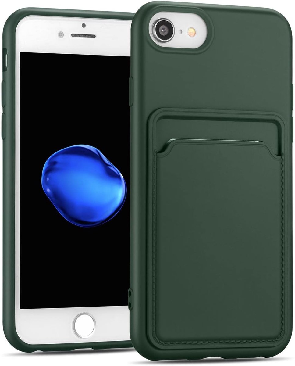Hoesje compatibel met Apple iPhone SE 2020/2022 Case, iPhone 7/8 Premium siliconen Cover met Kaartslot voor iPhone 7/8 / SE 2./3. Generation Hoesje, Groen