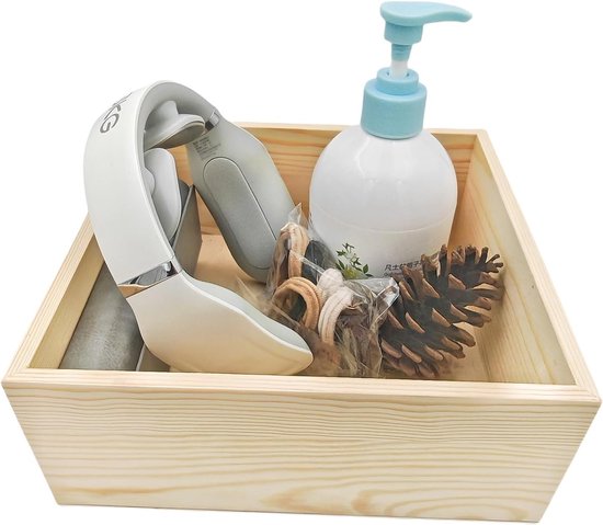 2 stuks onafgewerkte houten ambachtelijke opbergdozen, 20 x 20 x 8 cm vierkante houten doos, rustieke natuurlijke houten containerdoos voor thuislocatie decoratie — afbeelding 5