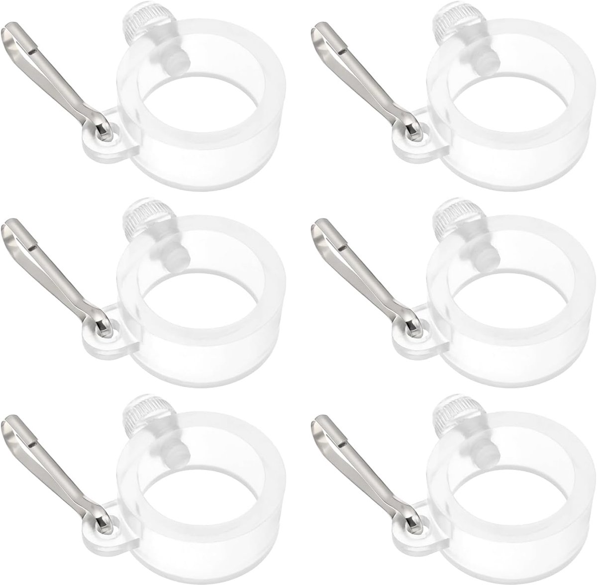 Idea 6 stuks roterende vlaggenmastringen ID 26 mm, montageclip met vaste haak, geschikt voor vlaggenmasten met een diameter van 19 mm - 25 mm, transparant