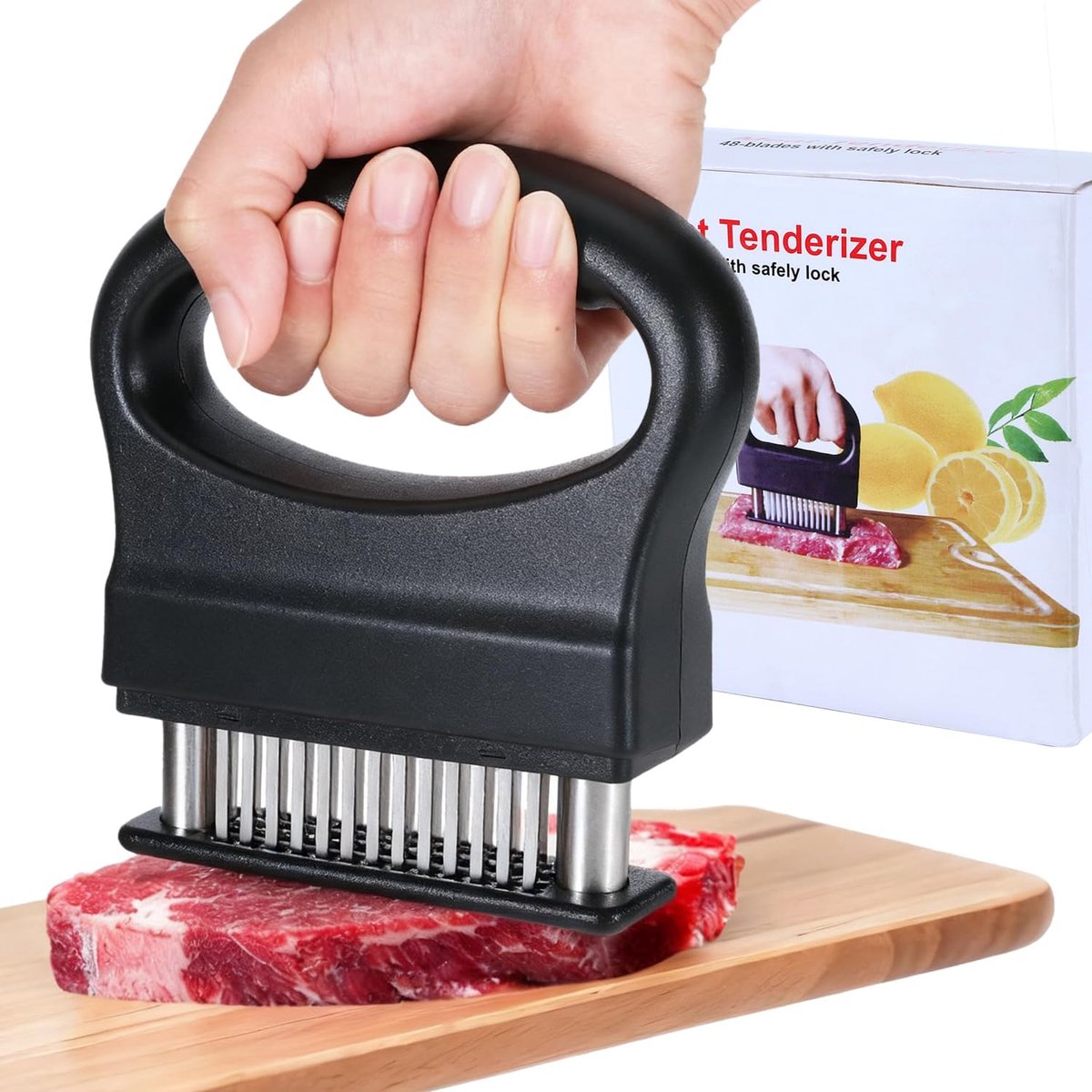 Vleesmaker, tenderizer vleeshamer met 48 roestvrijstalen messen voor steak, kip, varkensvlees, runderborst