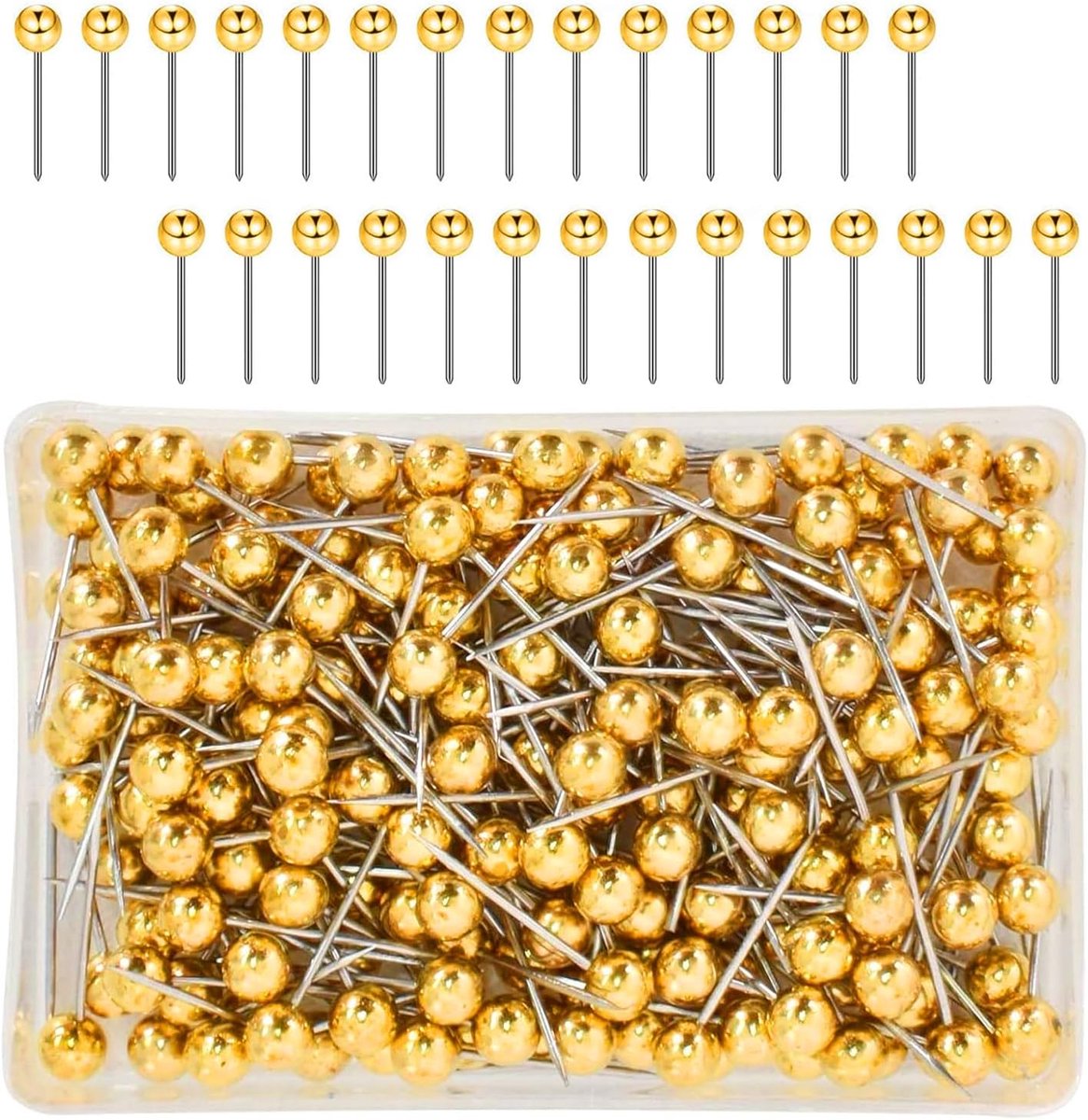 200 stuks Map Pins reversspelden, Map Pins gouden kop, reversspeldjes, prikbord pinnen, voor prikbord, kunststof kop, spelden met stalen punt voor projectienaalden (goud)