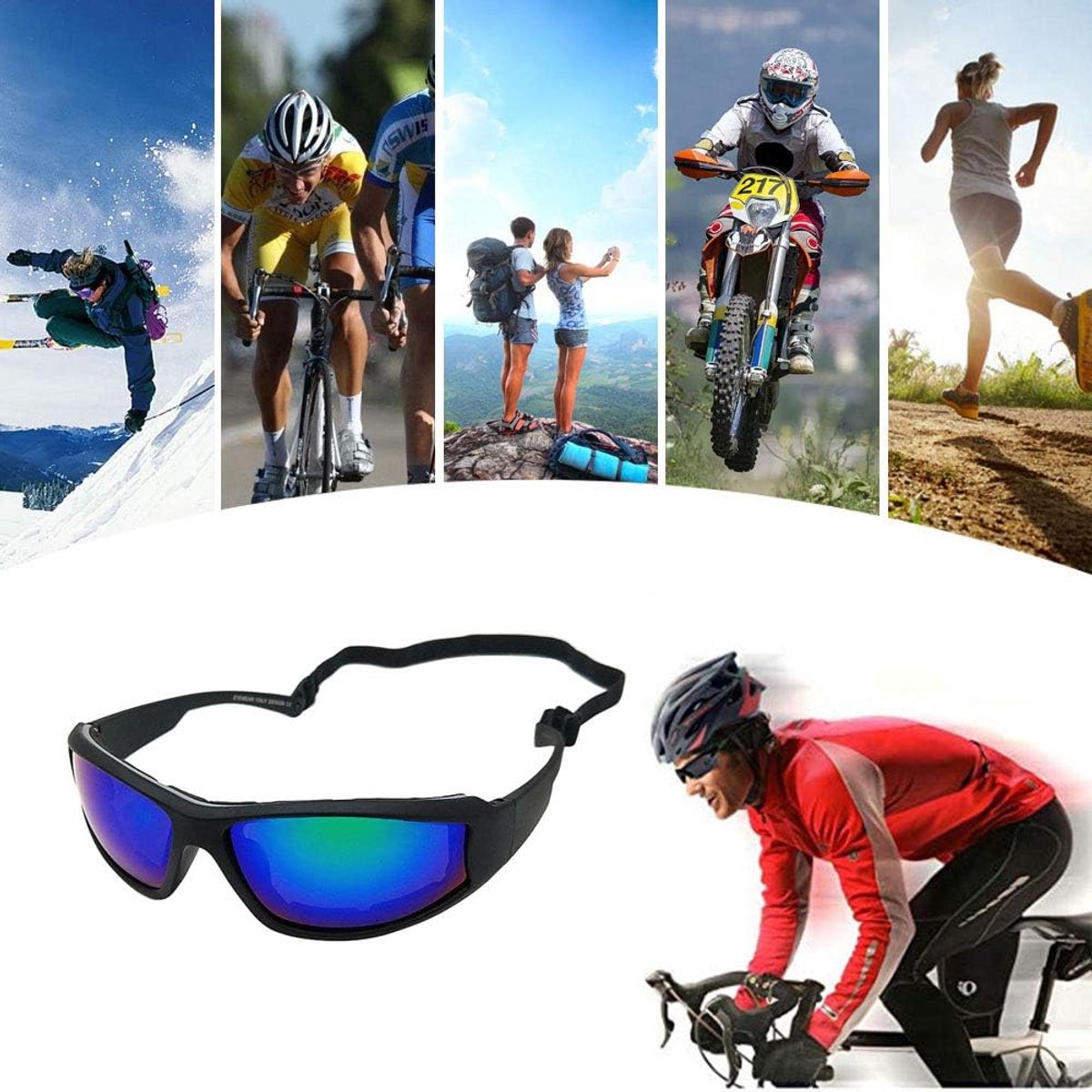 Motorfietsbril met UV-bescherming - Verstelbaar - Winddicht en stofdicht - Ideaal voor outdoor sporten - SnelShoppen