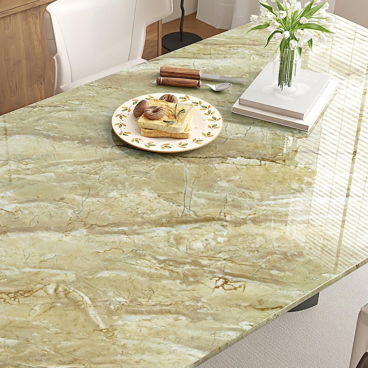 Peel and Stick Marble Gold Wallpaper for Living Room Bedroom Bathroom Worktop Vinyl Upholstery 40x200cm Sticky Back - ShopVlot