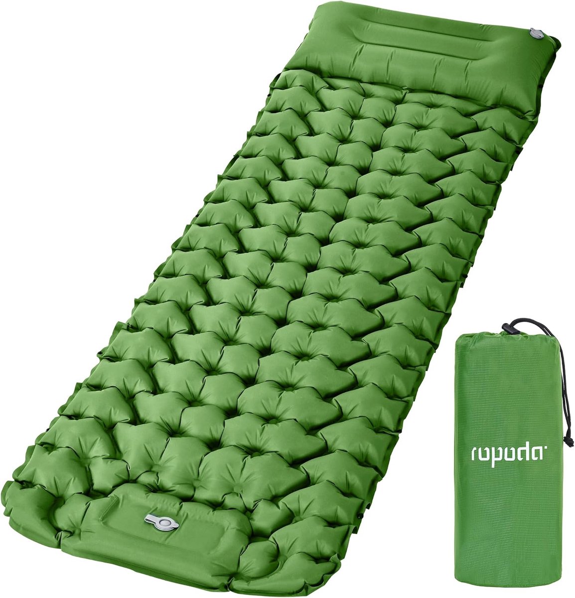 SnelShoppen - Ultralichte Slaapmat - Campingmatras met Ingebouwd Kussen en Voetpomp - Zelfopblazend Matras - Draagtas Inclusief - 77 x 27 x 3,9 inch -