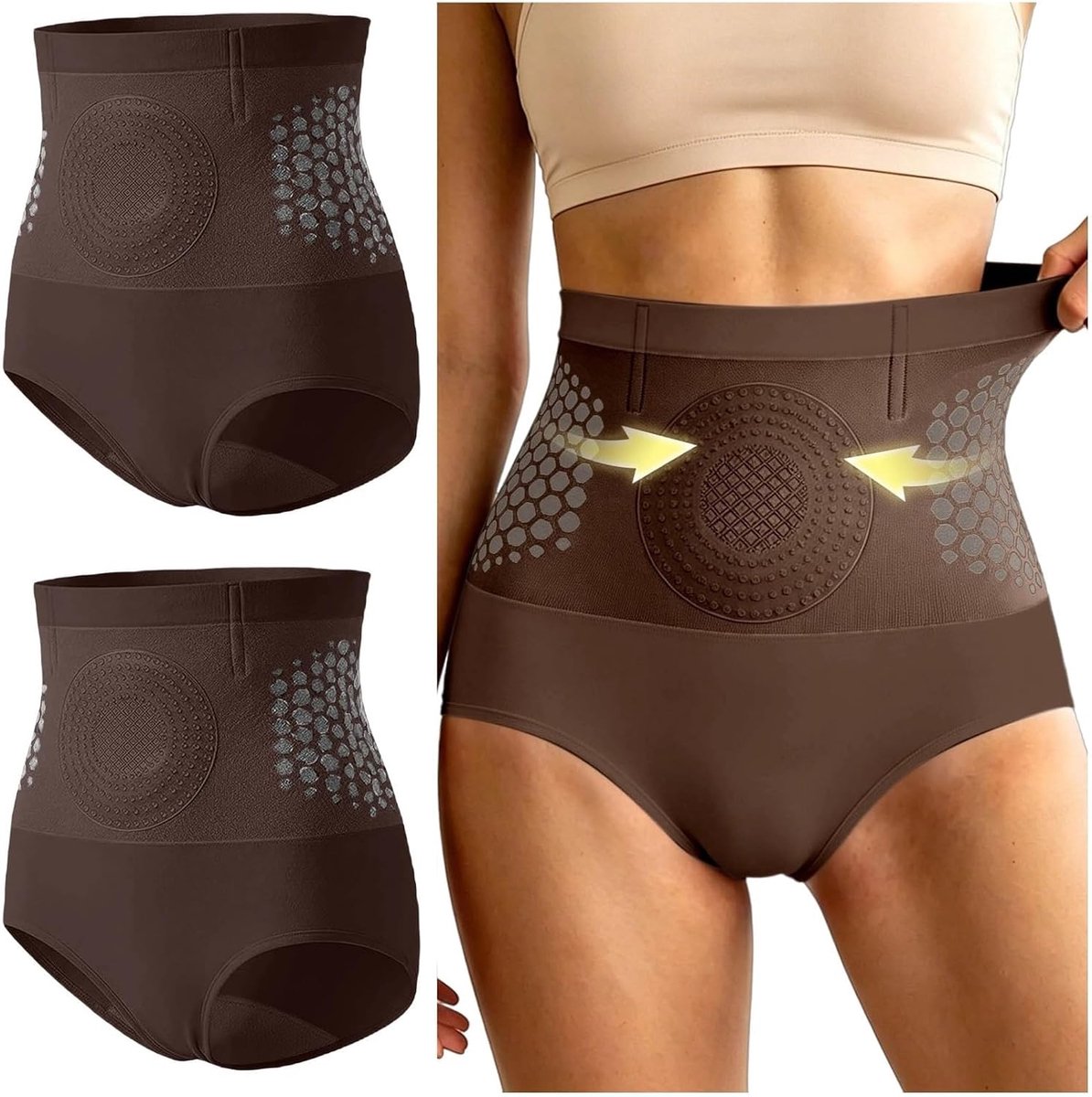 Shapewear slip met hoge taille, buikcontrole en elastische band.