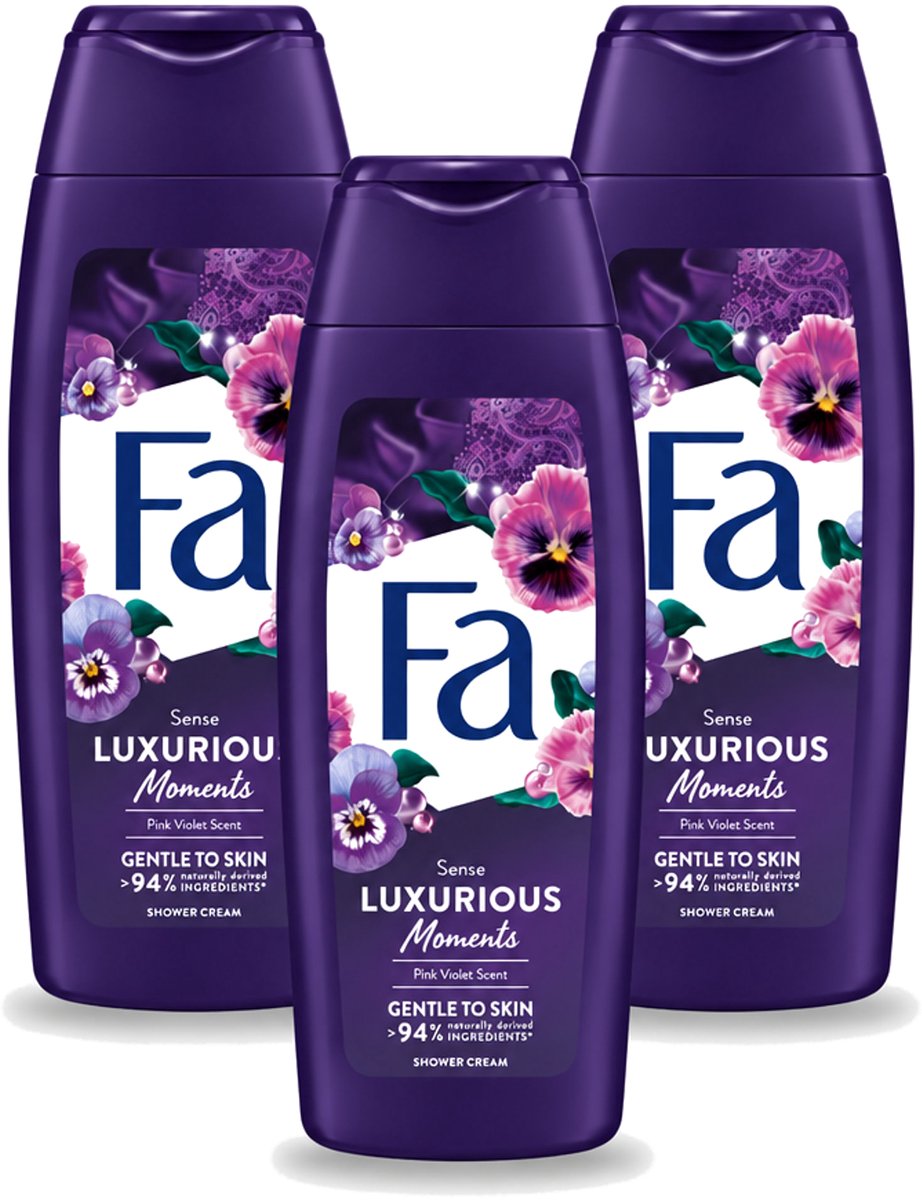 3 x Fa - Luxurious Moments - Douchecrème - Roze Viooltjes - 250 ml - Voordeelverpakking - 3 stuks