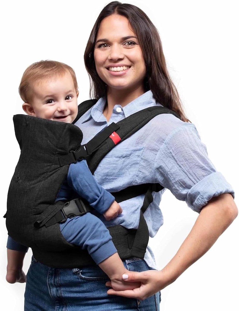 SnelShoppen - Ergonomische Baby Draagzak 0-36 Maanden - 4-in-1 Met Ademend 3D Mesh - Zwart - Verstelbaar en Comfortabel - Voor Wandelen, Avonturen en
