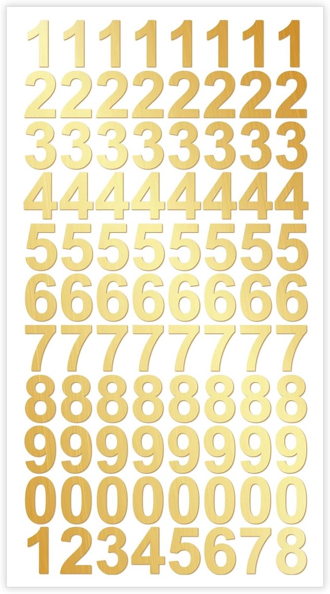 SnelShoppen - Easy to apply nummerstickers 1 cm, glanzend goud, 89 hoogwaardige plakkers, waterproof en weerbestendig, ideaal voor buiten, labels en n