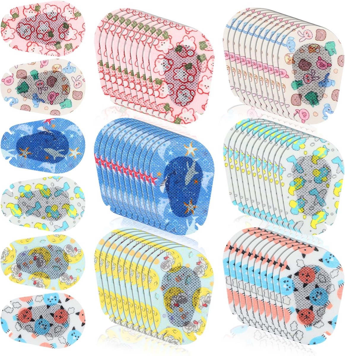60 stuks oogpleisters voor kinderen, cartoon, zelfklevende oogkleppen voor kinderen, oogpleisters voor volwassenen, grappige dierenoogpads voor volwassenen met gezichtszwakke (stijl 3)