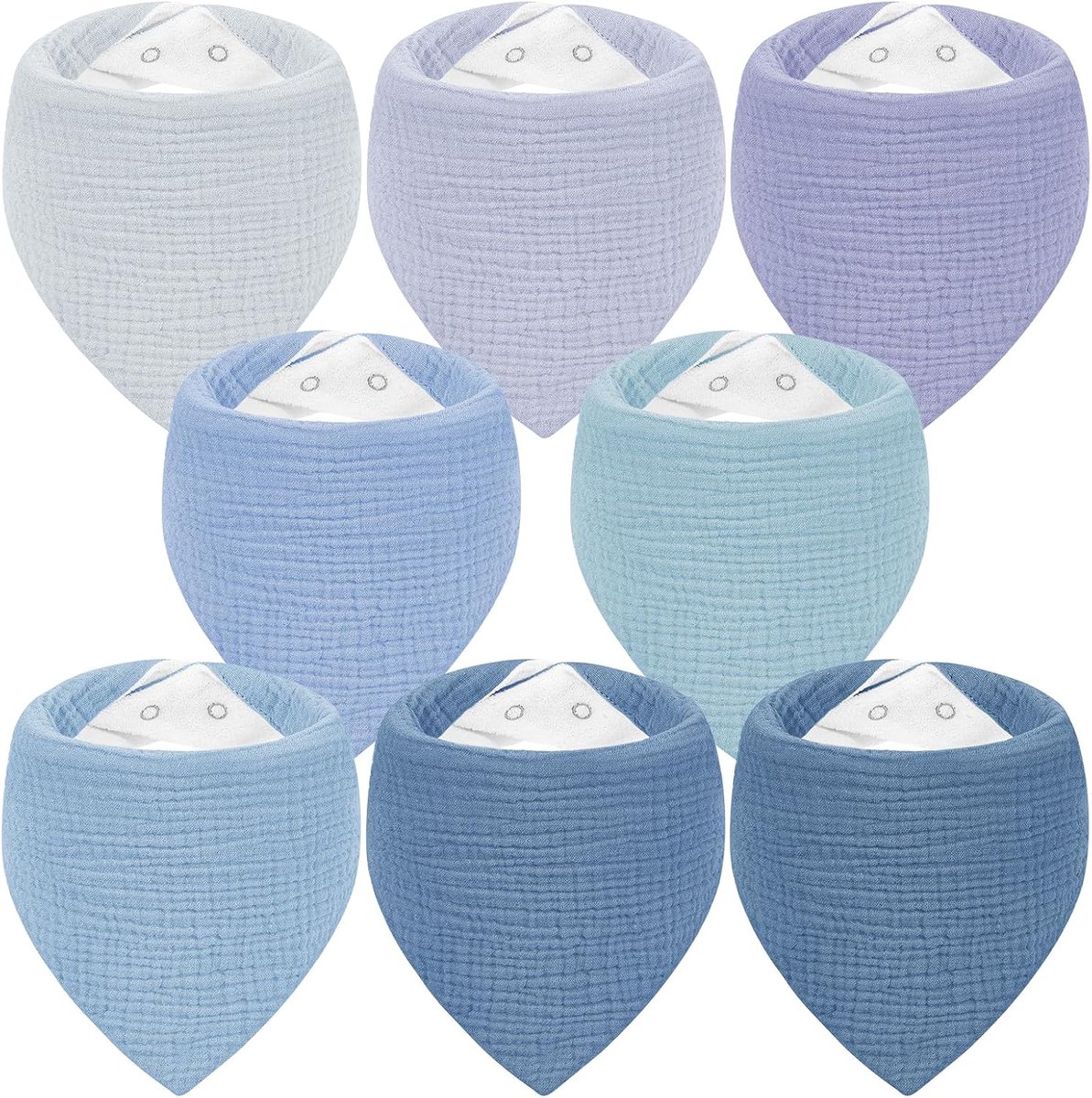 Slabbetje voor baby's, driehoekige doek, 100% katoen, mousseline, halsdoek voor pasgeborenen, jongens en meisjes, absorberend en verstelbare halsdoeken, baby, 6 stuks