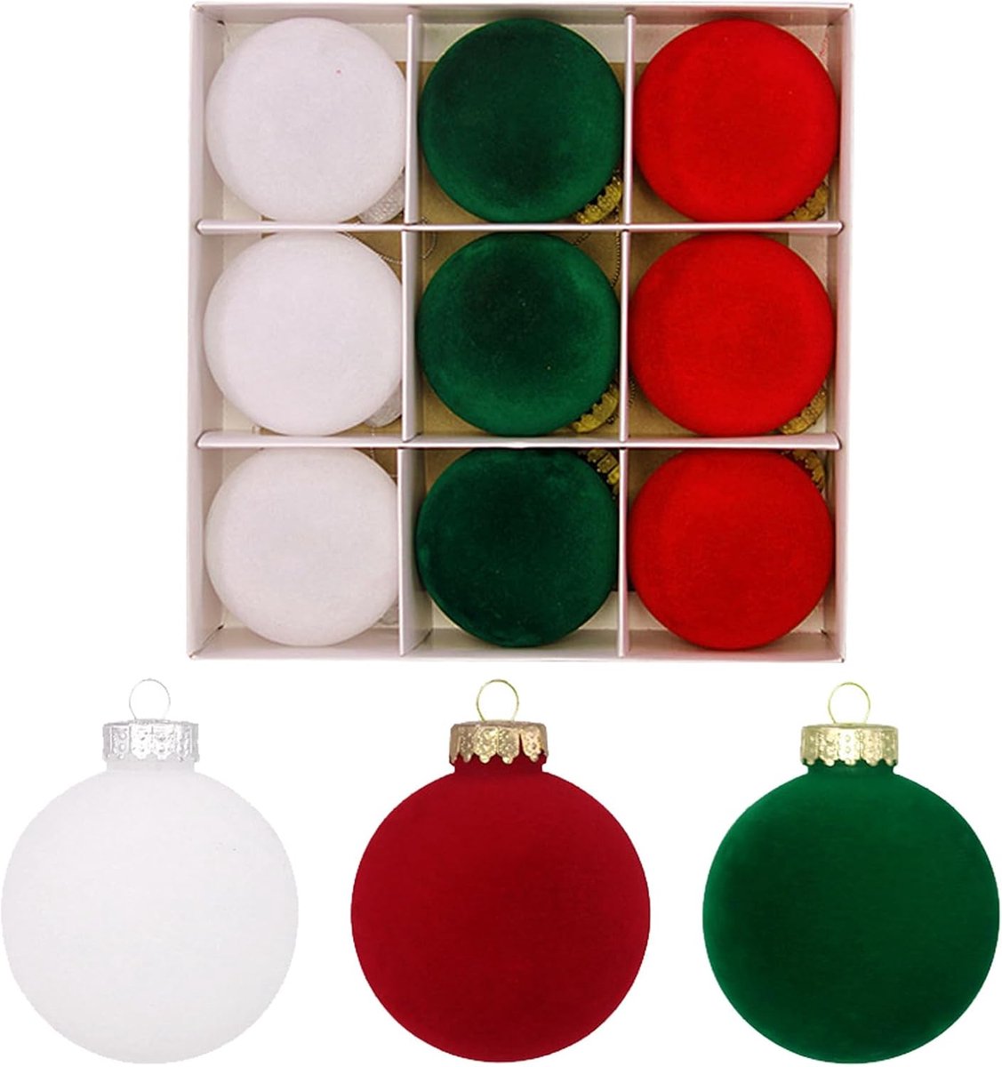 Kerstbal Ophangbare 9 Stuks Fluweelachtige Decoratie