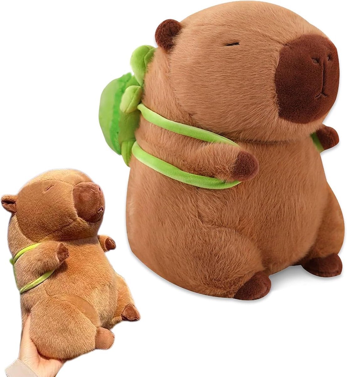 Capibara Knuffel 23 cm, super zachte Capibara pluche dier met schildpad rugzak, schattig speelgoed, knuffel, Capybara Plushie, kinderen, vriend, verjaardag, Kerstmis