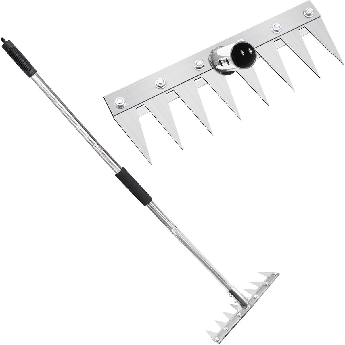 8 Tanden met 1,2 m Metalen Steel, Multifunctioneel Onkruidgereedschap, Tuinhak voor Wieden, Losmaken en Zaaien, Geschikt voor Tuin en Erf