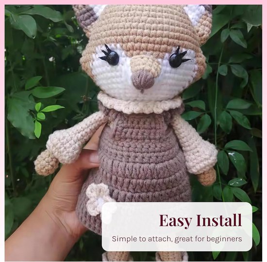 Ogen, 10 mm, met sluitringen voor amigurumi, poppen, poppen en doe-het-zelfprojecten, zwarte kunststof ogen, haakaccessoires, naaien, vilt, knutselwerk en creatief handwerk — afbeelding 3