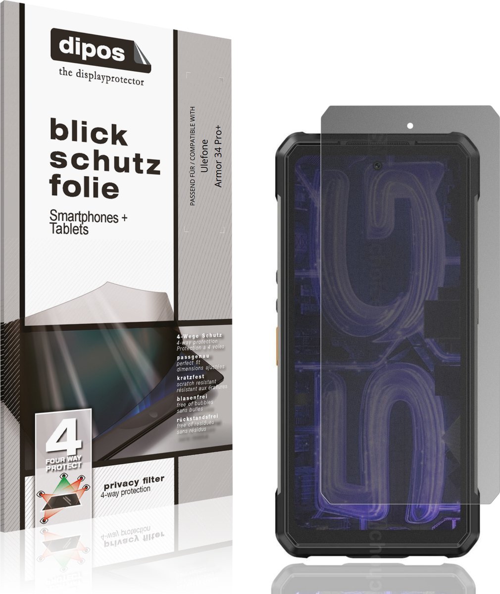 dipos – Matte Privacy Screenprotector geschikt voor Ulefone Armor 34 Pro+ | Anti-Spy Beschermfolie